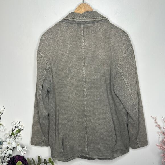FREE PEOPLE Slouchy Oversized Boyfriend Blazer Stone Wash Gray Sz S {DD34} - Picture 4 of 7